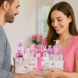 Brubaker Cosmetics Bade- und Dusch Set Rosen Duft - Beauty Geschenkset in Vintage Geschenkbox