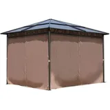 Quick Star Hardtop Pavillon 3 x 3 m inkl. Seitenteile braun