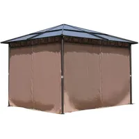 Quick Star Hardtop Pavillon 3 x 3 m inkl. Seitenteile braun