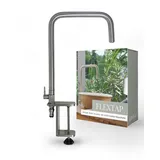 LIVLIG Mobiler Outdoor Wasserhahn, Edelstahl Kaltwasser Armatur Outdoor Küche, Flexibler Hahn Gartenküche, 360° schwenkbar