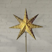 Star Wechsel-Schirm Weihnachtsstern Antique von Star Trading, 3D Papierstern Weihnachten in Gold mit Ornamenten, Dekostern Ø: 48 cm
