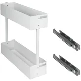 Schrankauszug Küche mit Softclose 150mm ausführung Rechts | Auszug Küchenschrank - 2 Etage | Unterschrankauszug Weiß | Apothekerschrank Auszug | Küchenschrank Organizer Ausziehbar