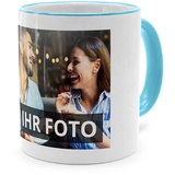 printplanet® - Tasse mit Foto Bedrucken Lassen - Fototasse Personalisieren - Kaffeebecher zum selbst gestalten - 325 ml - Farbe Hellblau