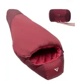 Qeedo Fluffy 0 Daunen Schlafsack 4 Jahreszeiten (Komfort 0°C) - L 195 cm) rot L