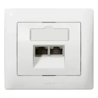Legrand Abdeckung RJ45 C5 C6 mit Beschriftungsträger Creo mandelweiss