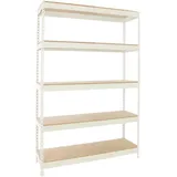 Proregal Schwerlastregal EXTREM Wood YETI Five | HxBxT 300x120x45cm | Fachlast 400kg | Weiß
