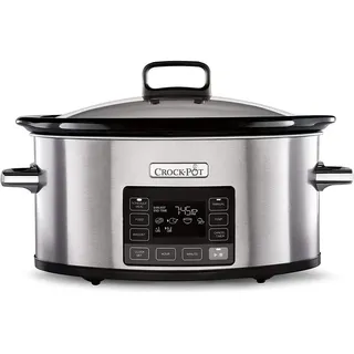 Crockpot TimeSelect Digitaler Slow Cooker | programmierbares digitales Display | 5,6 L (7+ Personen) | Warmhaltefunktion | energieeffizient | Edelstahl [CSC066]