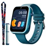 OKYUK T45 Smartwatch Kinder, 4G Kinder smartwatch, GPS Tracker Kinder,Armbanduhr Kinder Junge,kinderuhr mit Video Phone Call, Nachrichten, Schulmodus, SOS-Funktion, Kamera und Schrittzähler (Grün)