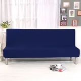 YancLife Sofabezug 3 sitzer Ohne Armlehne, Stretch sofahusse ohne armlehne sofaüberwurf, Sofahusse Stretch Bettcouch Schonbezug Einfarbig für Klappcouch ohne Armlehnen (Navy Blau)