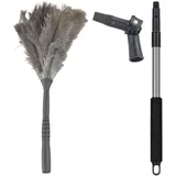 Maximex Staubwedel Straußenfeder mit Knickgelenk und Teleskopstiel Schwarz