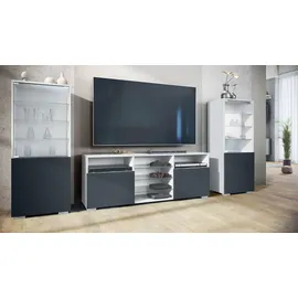 Vladon Wohnwand, Schwarz, Holzwerkstoff, 286x122.5x35 cm, Wohnzimmer, Wohnwände, Wohnwand-Sets