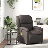 vidaXL Massagesessel Dunkelbraun Leder 86,5 x 99,5 x 0 cm Braun mit Fernbedienung