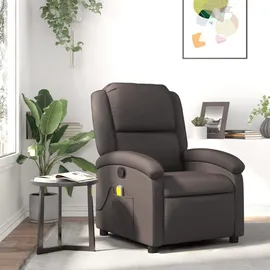 vidaXL Massagesessel Dunkelbraun Leder 86,5 x 99,5 x 0 cm Braun mit Fernbedienung