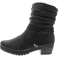 Rieker Damen Stiefelette Kordel Profilsohle Blockabsatz Warmfutter Y17R2, Größe:42 EU, Farbe:Schwarz - Schwarz Gr.: 42