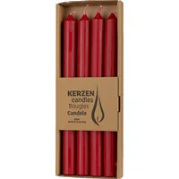 buttinette Rustikale Stabkerzen 25 x 2,2 cm 4 Stück rubin