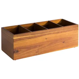 APS 11649 Holzbox WOODY, 36 x 14 cm, Höhe 12,5 cm, 4 Fächer je 12,5 x 8 cm, Akazienholz