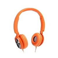Kabelgebundene Kopfhörer, Overhead-Headset für Kinder, tragbares 3,5-mm-Kabel-Headset, Stereo-Freisprechkopfhörer mit Geräuschunterdrückungsfunktion(Orange)