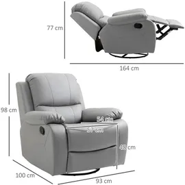 Homcom Relaxsessel 135° Liegewinkel 98x93x100cm hellgrau