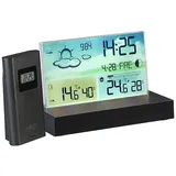 Infactory Funk-Wetterstation mit rahmenlosem LCD-Display, Außensensor, Funk-Uhr