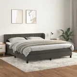 vidaXL Boxspringbett mit Matratze Dunkelgrau 180x200 cm Samt