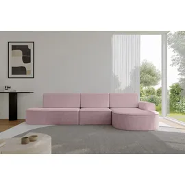 altdecor Eckcouch Cord 5-Sitzer Rosa
