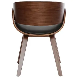 miliboo Design-Stuhl Kunstleder schwarz Nussbaum