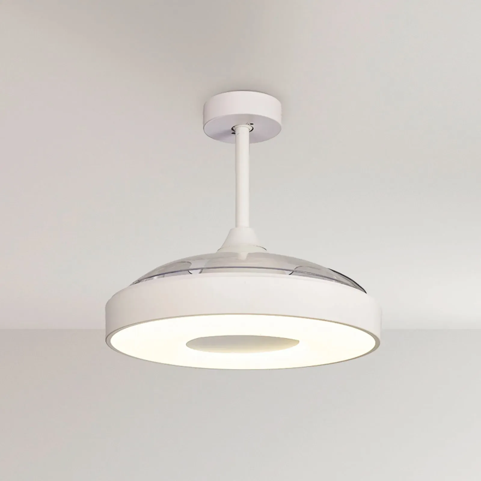Coin LED-Deckenventilator, weiß, DC leise, CCT - Mantra Mantra Iluminación, Coin, dimmbar, Weiß, für Wohnzimmer, Kunststoff, Modern - 48