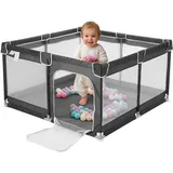 Navaris Faltbarer Laufstall XXL - 130 x 130 cm - Laufgitter für Baby - Klappbar - Playpen - Große Spielfläche für Kinder