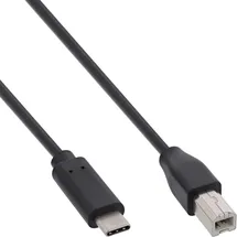 InLine USB 2.0 Kabel, Typ C Stecker an B Stecker, schwarz, 2m