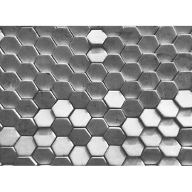living walls Fototapete Designwalls Hexagon Surface 1«, glatt, (5 St), grau schwarz 3,50 m x 2,55 m
