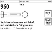 Industrial Quality Supplies DIN 960 Sechskant-Schaftschraube Feingewinde M10x45 Stahl