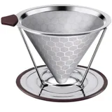 Kaffeefilter Aus Edelstahl, Wiederverwendbarer Dripper Mit Ständer Für Die Überlaufmethode