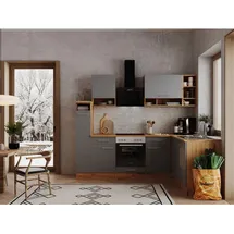 Respekta Winkelküche Hilde L-Form 250 x 172 cm E-Geräte grau/wildeiche nachbildung