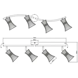 GLOBO Strahler Purra 4-flammig Metall Schwarz