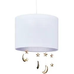 Relaxdays Hängelampe Kinderzimmer Monde & Sterne Weiß,Gold