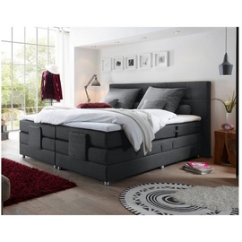 Lomadox Boxspringbett Hotelbett Doppelbett MANAUS-09 in Anthrazit, Komfort Topper, 180 x 200 cm, H2, elektrisch verstellbar, Taschenfederkern-Matratze - Grau