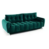 MOEBLO Schlafsofa OHIO, Sofa Couch für Wohnzimmer Polstersofa Sofagarnitur Wohnlandschaft mit Bettfunktion - (BxHxT): 233x93x100 cm, mit Schlaffunktion und Bettkasten grün