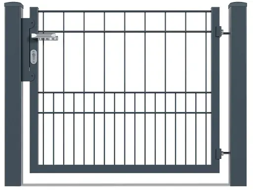 Flügeltor für Doppelstabmattenzaun mit verschiedenen Maschenweiten einflügelig Anthrazit 808 mm