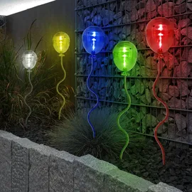 Harms Import LED Gartendeko LED Solar Lampen, Luftballons bunt, Led, Dxh 8,5 x 60 cm, 5er Set