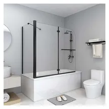 vidaXL Badewannenaufsatz 2-fach Faltbar ESG 120x68x130 cm Schwarz