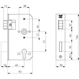 AMF Ersatzschloss 140U (für Schlosskasten 40mm, Dornmaß 60mm, verzinkter Stahl-Einsteckschloss, umdrehbarer Fallenkopf, 3mm vorstehend, vorgerichtet für Profilzylinder) 567276