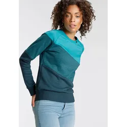 Sweater RAGWEAR "JOHANKA BLOCK", Damen, Gr. XL (42), blau (deep ocean), Sweatware, Obermaterial: 65% Baumwolle, 35% Polyester, colorblocking, mehrfarbig, kontrastfarbene Details, casual, regular fit, Rundhals, Langarm Raglanärmel Rippbündchen, Sweatshirts, Crew Neck im Color-Blocking Design