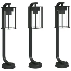 vidaXL Wegeleuchten 3 Stk. Schwarz 60 cm Edelstahl