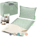 BACKLAXX ® Akupressurmatte mit Kissen, Tuch und Tasche, Akupunktur Matte mit Stacheln zur Massage und Entspannung von Nacken und Schulter, Massagematte Rücken (gletschermint) zur Akupressur