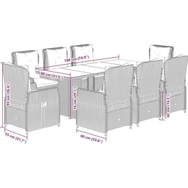 vidaXL Garten-Essgruppe 9-tlg. Grau