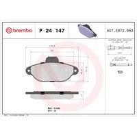 Brembo Bremsbelagsatz, FORD,FIAT P 24 147X 1731172,1736940,7G9T14K733XCJ BS512K021A,6001073453,77365306,9S512K021B,ME9S5J2K021BA,77365816,1575620