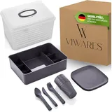 Viwares Picknickkorb Picknick Geschirrset für 6 Personen – 33-teiliges Camping Set (33 St) grau|weiß