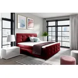 Polsterbett CELESTE – 180x200, Rot + GRATIS Topper - Rot