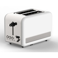 Toaster Retro 2-Scheiben Toaster Toastautomat 850 Watt Weiß/Silber