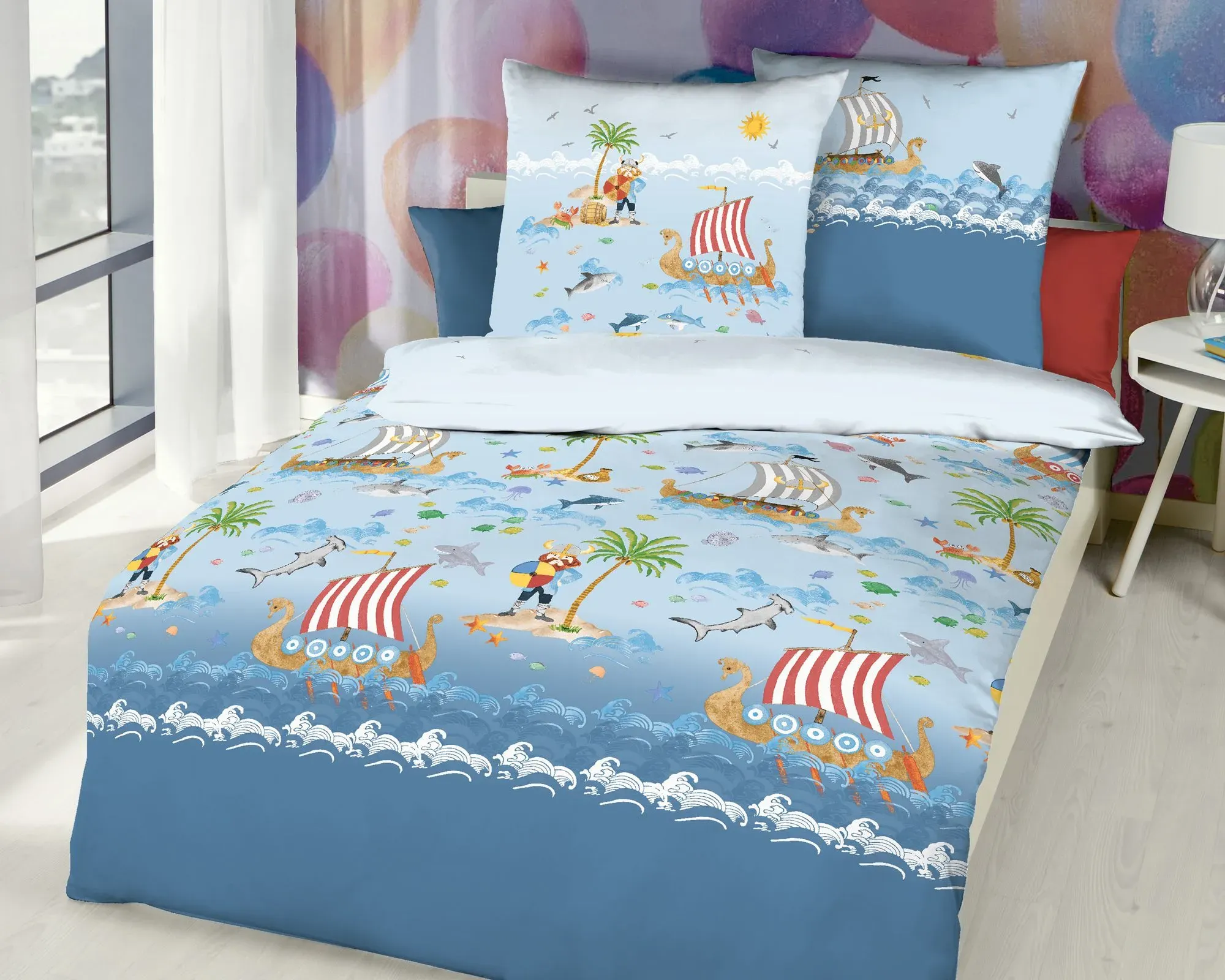 Kaeppel Junior Bettwäsche »Wikinger« 380/01 blau 100x135 cm / 40x60 cm